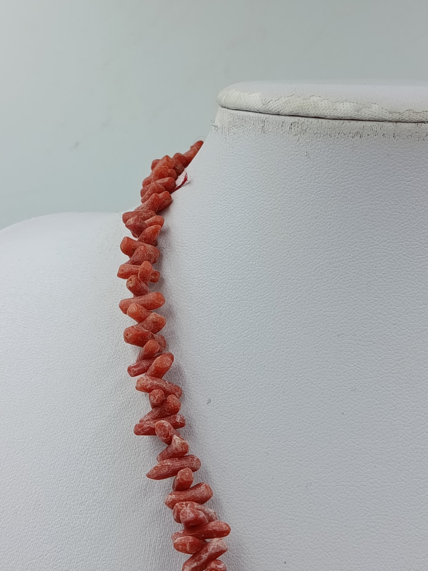 Vintage Korallen Kette Rot Naturstein Splitterkette elegant in warmem Rotton