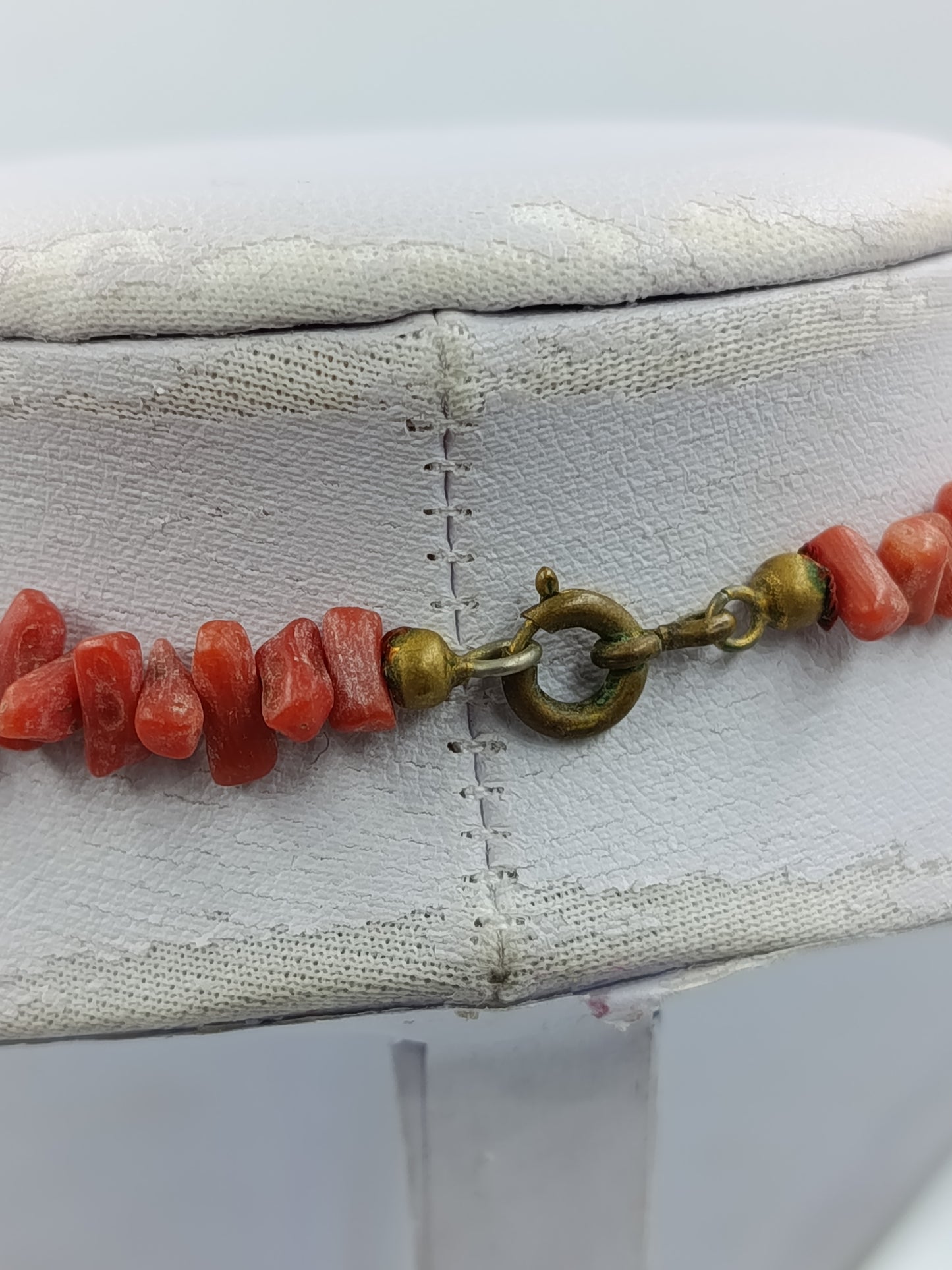 Vintage Korallen Kette Rot Naturstein Splitterkette elegant in warmem Rotton
