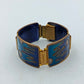 Vintage Emaille Armband Blau Gold Retro Design Glanz