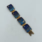 Vintage Emaille Armband Blau Gold Retro Design Glanz
