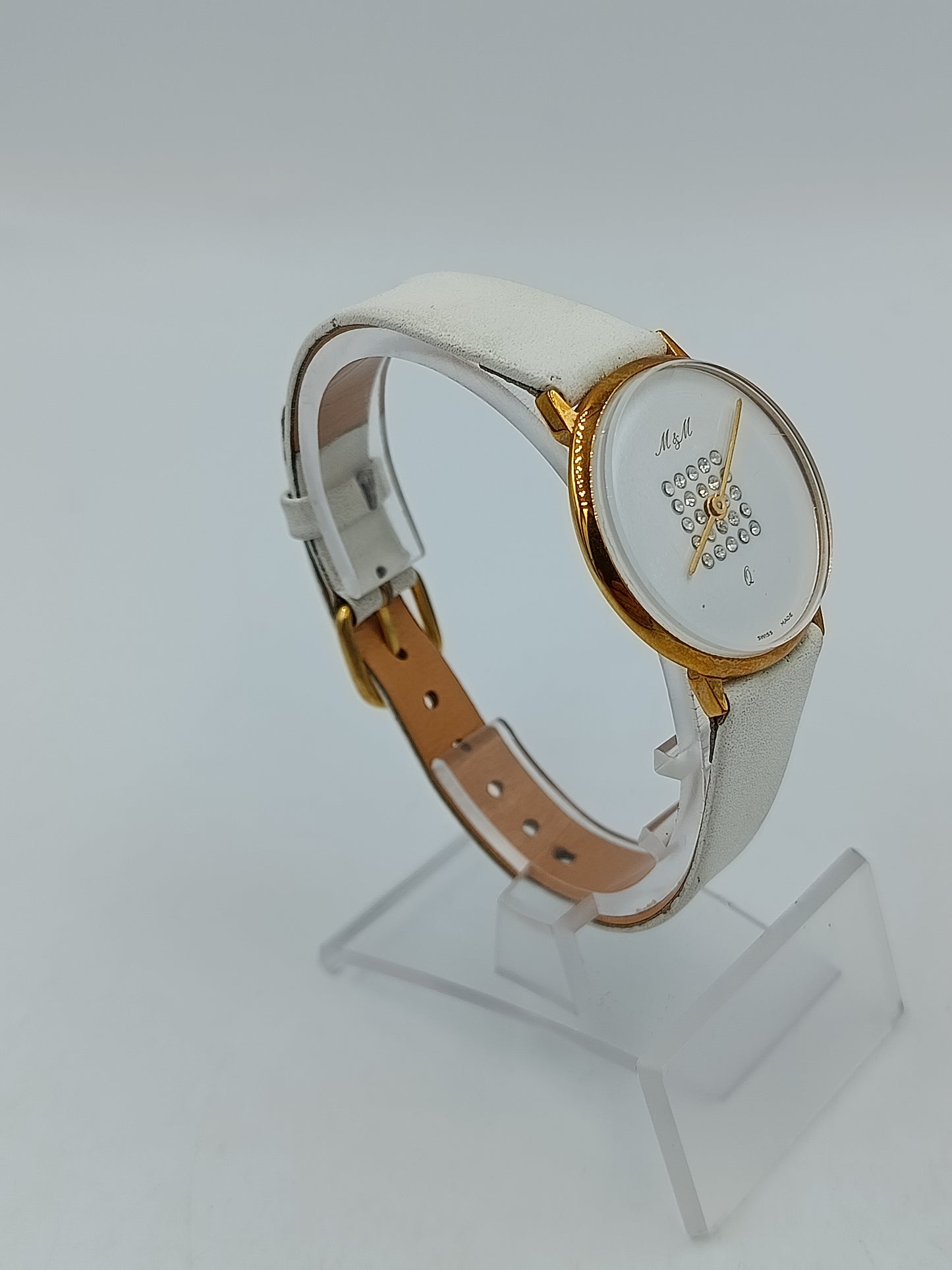 Vintage Damen Armbanduhr Weiss Gold Klassisch Elegant