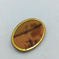 Vintage Brosche Oval Gold Braun Stoff Design Klassisch