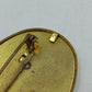 Vintage Brosche Oval Gold Braun Stoff Design Klassisch