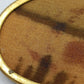 Vintage Brosche Oval Gold Braun Stoff Design Klassisch