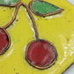 Vintage Anhänger Kirschen Gelb Emaille Handarbeit mit liebevollem Kirschmotiv