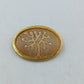 Vintage Brosche Baum Motiv Goldfarben Stoffeinlage Oval