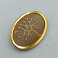 Vintage Brosche Baum Motiv Goldfarben Stoffeinlage Oval