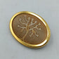 Vintage Brosche Baum Motiv Goldfarben Stoffeinlage Oval