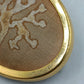 Vintage Brosche Baum Motiv Goldfarben Stoffeinlage Oval