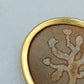 Vintage Brosche Baum Motiv Goldfarben Stoffeinlage Oval