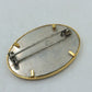 Vintage Brosche Baum Motiv Goldfarben Stoffeinlage Oval