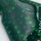 Vintage Brosche Katze Grün Kunststoff mit Glitzerpunkten Statement Accessoire