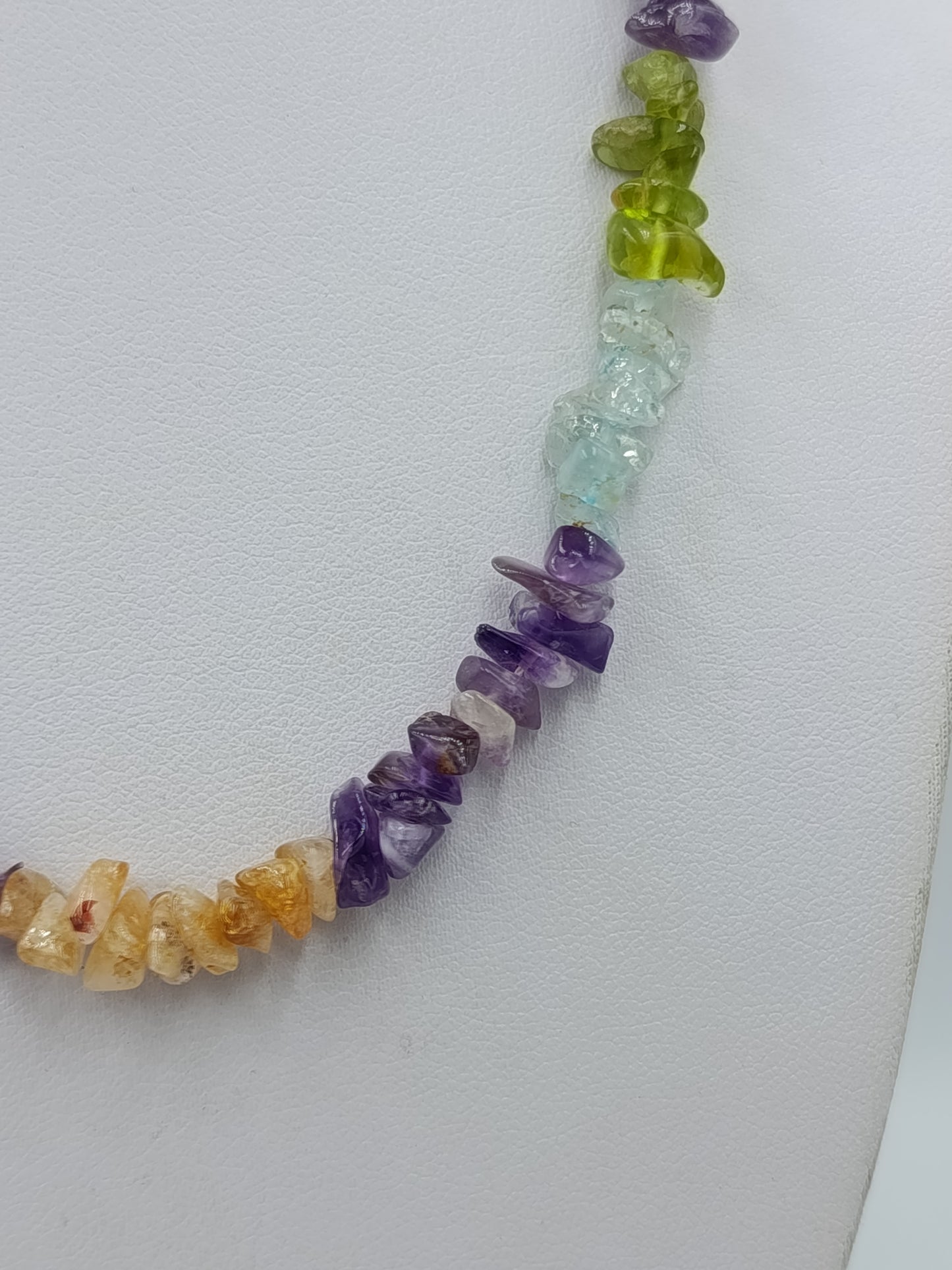 Bunte Edelstein Splitterkette  Amethyst Citrin Peridot Aquamarin