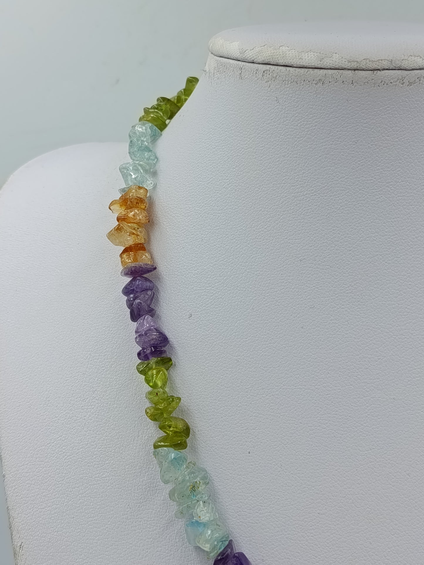Bunte Edelstein Splitterkette  Amethyst Citrin Peridot Aquamarin