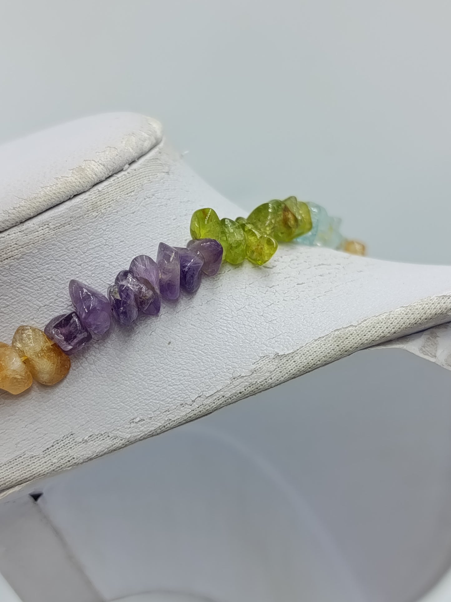 Bunte Edelstein Splitterkette  Amethyst Citrin Peridot Aquamarin