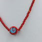 Feine Rote Glasperlenkette mit Millefiori Anhänger 40 cm