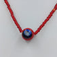 Feine Rote Glasperlenkette mit Millefiori Anhänger 40 cm