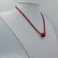 Feine Rote Glasperlenkette mit Millefiori Anhänger 40 cm