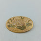 Wunderschöne Vintage Brosche Seerose Emaille Goldfarben Oval