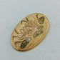 Wunderschöne Vintage Brosche Seerose Emaille Goldfarben Oval