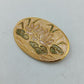 Wunderschöne Vintage Brosche Seerose Emaille Goldfarben Oval
