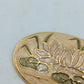 Wunderschöne Vintage Brosche Seerose Emaille Goldfarben Oval