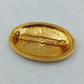 Wunderschöne Vintage Brosche Seerose Emaille Goldfarben Oval