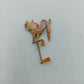Vintage Flamingo Brosche Rosa Goldfarben Emaille Vogel