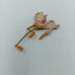 Vintage Flamingo Brosche Rosa Goldfarben Emaille Vogel