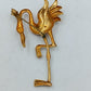 Vintage Flamingo Brosche Rosa Goldfarben Emaille Vogel