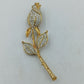 Vintage Rosen Brosche Goldfarben mit Strass Blume elegant