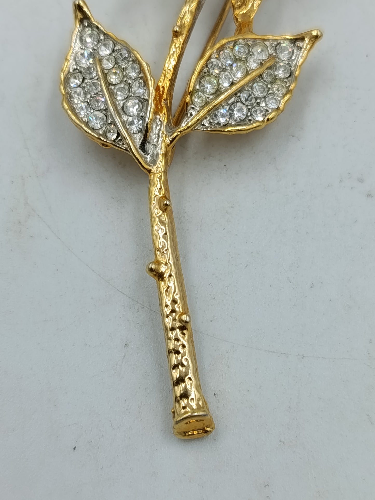 Vintage Rosen Brosche Goldfarben mit Strass Blume elegant