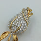 Vintage Rosen Brosche Goldfarben mit Strass Blume elegant