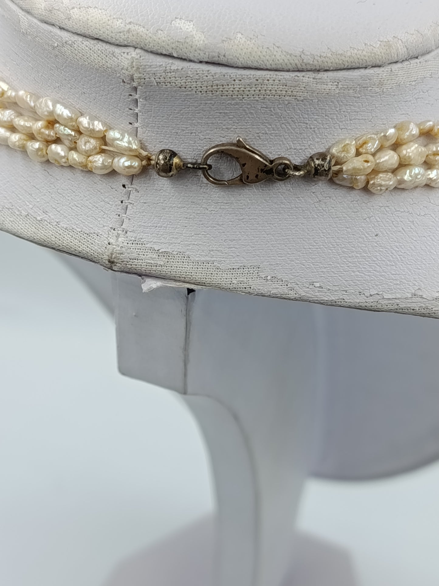 Vintage Perlenkette mehrreihig Cremeweiß klassisch elegant