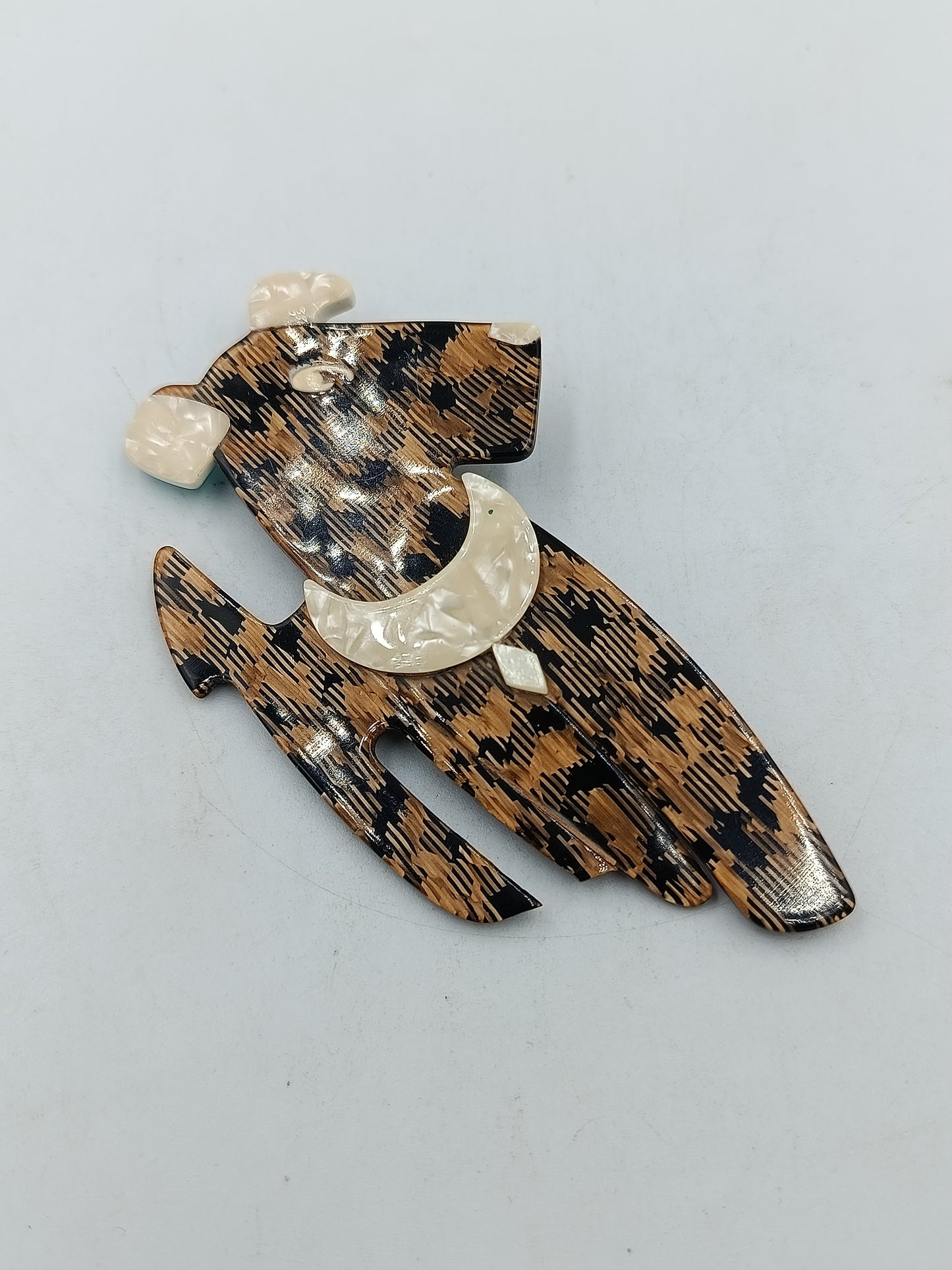 Lea Stein Paris Hund Brosche Art Déco Stil Kunststoff Vintage Designer