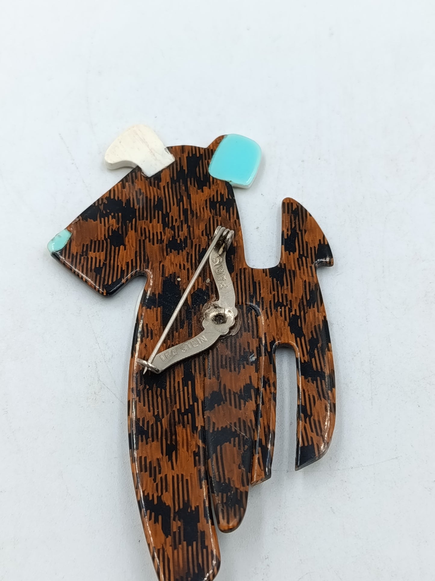 Lea Stein Paris Hund Brosche Art Déco Stil Kunststoff Vintage Designer