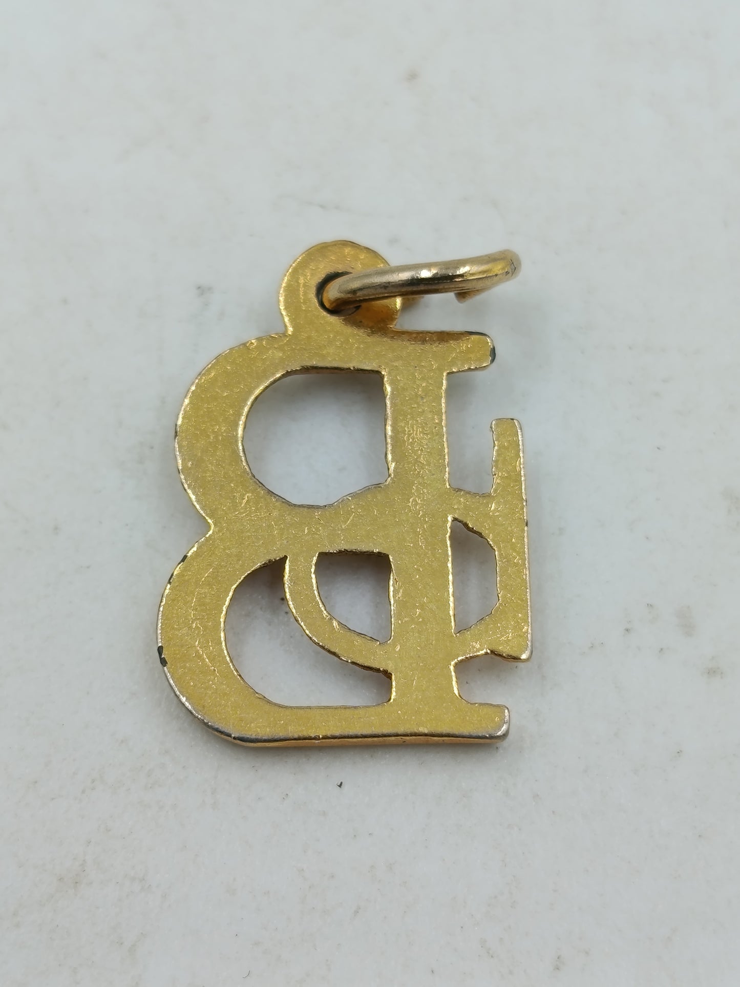 Monogramm Anhänger Initialen B D Goldfarben Vintage Schmuck