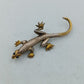 Vintage Brosche Eidechse Gecko Gold Silberfarben mit blauen Steinen