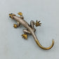 Vintage Brosche Eidechse Gecko Gold Silberfarben mit blauen Steinen