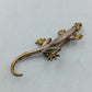 Vintage Brosche Eidechse Gecko Gold Silberfarben mit blauen Steinen