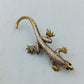 Vintage Brosche Eidechse Gecko Gold Silberfarben mit blauen Steinen
