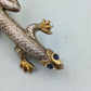 Vintage Brosche Eidechse Gecko Gold Silberfarben mit blauen Steinen