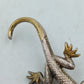 Vintage Brosche Eidechse Gecko Gold Silberfarben mit blauen Steinen