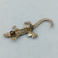 Vintage Brosche Eidechse Gecko Gold Silberfarben mit blauen Steinen