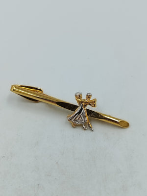 Stilvolle  Krawattenklammer Tanzpaar goldfarben elegant Vintage Stil