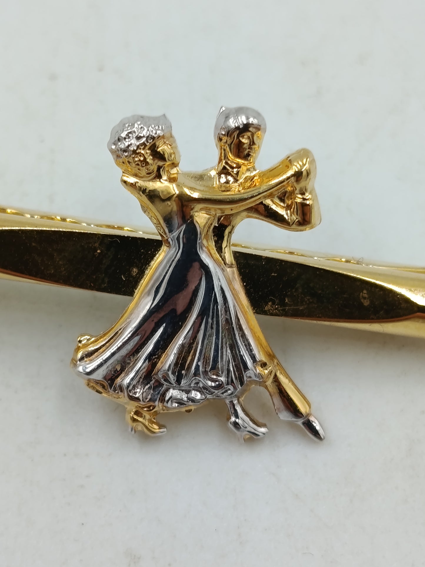 Stilvolle  Krawattenklammer Tanzpaar goldfarben elegant Vintage Stil