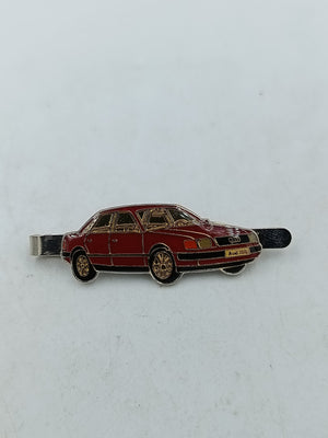 Krawattenklammer Audi 100 rot gold Vintage Auto Design Metall
