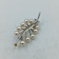 Vintage Brosche Perlen Strass Zweig Design silber elegant