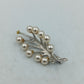 Vintage Brosche Perlen Strass Zweig Design silber elegant