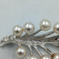 Vintage Brosche Perlen Strass Zweig Design silber elegant